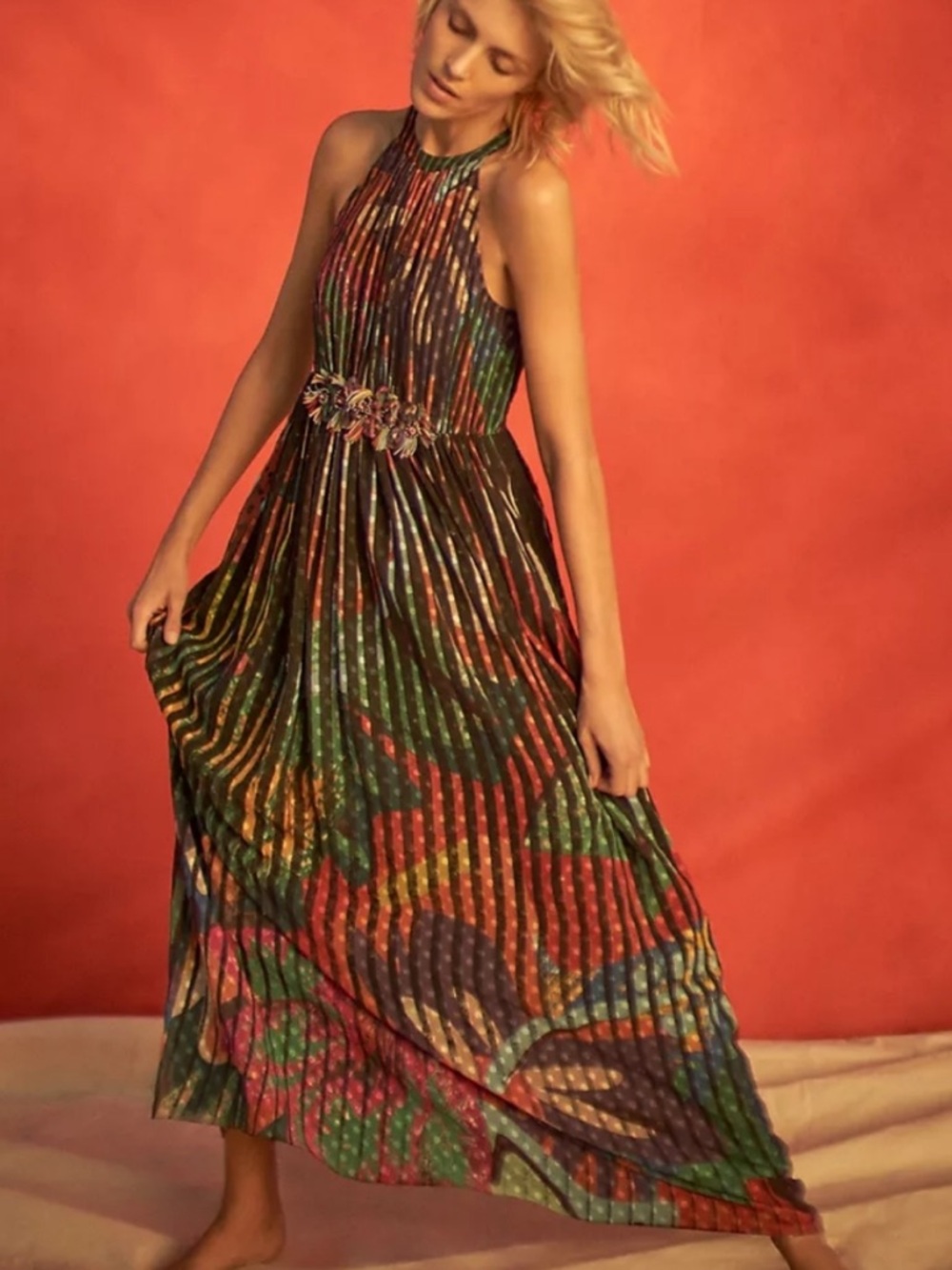 Anthropologie Vacation Wedding Geisha Designs Kalinka Dress Sz 10 Pleated Boho - Picture 4 of 12